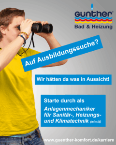 Auf Ausbildungssuche? Starte durch als Anlagenmechaniker für Sanitär-, Heizungs- und Klimatechnik (m/w/d)